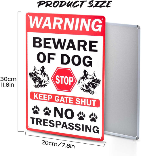 Beware of Dog Signs 2 Pcs 12 x 8 Inches Fence and Yard Warning Signs No Trespassing Beware of Dog Sign for Home Farm Garden Yard Garage, SPTE(Tinp...