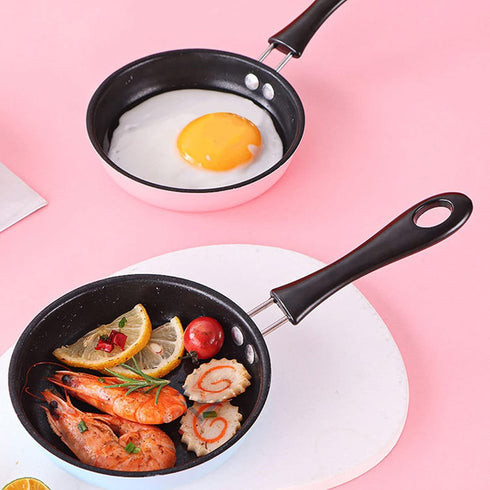 YOUTHINK Nonstick Frying Pan, Mini Frying Pan Stainless Steel Prevent Stick Induction Pot Round Breakfast Small Fry Egg Pan with Long Handle for H...