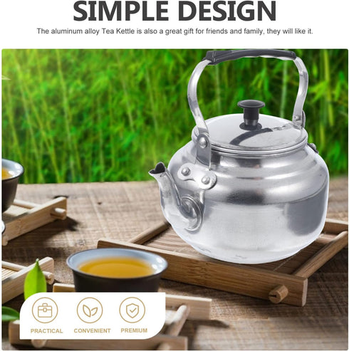 6.9Inches Aluminum Alloy Stove Top Teakettle Kitchen Teapot Vintage Alloy Coffee Kettle Boiling Water Kettle Old Fashioned...
