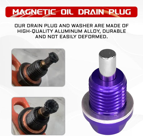 M14×1.5 Car Magnetic Oil Drain Plug Removal Tool, Aluminum Alloy Oil Pan Sump Drain Nut Bolt Screw Repair Kit for Most Ford, GM, Hyundai, KIA and ...