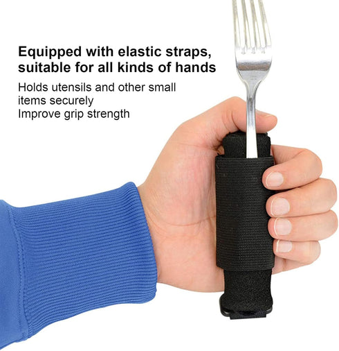 Disabled Eating Aids Utensil Holders Eating Assistance Hand Cuff for Holding Spoon, Fork, Cutlery Adjustable Nylon Gripping Strap for Limited Mobi...