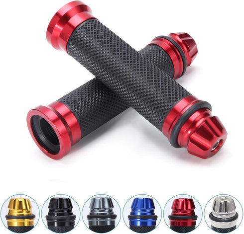 Universal 7/8" 22mm Motorcycle Handlebar Grips - Gel Rubber Compatible with Chopper, Cruiser, Street, Dirt Bike...