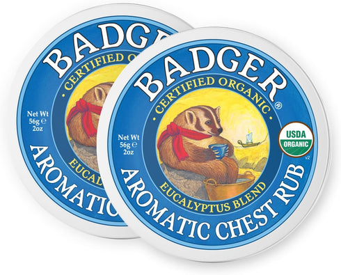 Badger Aromatic Chest Rub, 100% Organic Vaporub w/Eucalyptus & Lavender Essential Oils to Clear & Soothe, All-Natural Chest Congestion Relief for ...