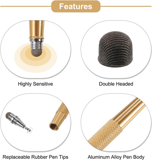 MECCANIXITY Stylus Pens for All Capacitive Touch Screens 2 in 1 Fine Point Disc & Fiber Tips Universal Capacitive Pen Sensitivity, Yellow...