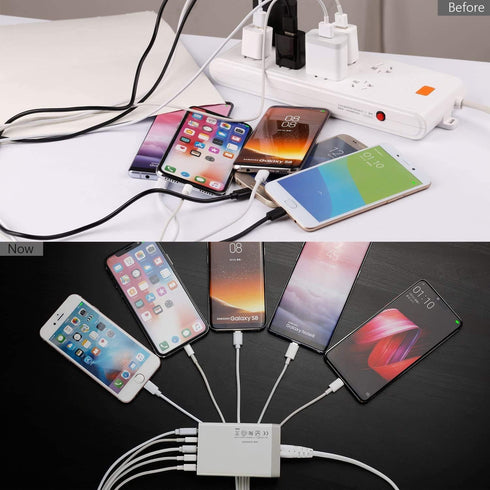 Pezin & Hulin 5 Port USB Wall Charger, 45W, Compatible with Tablet, Phone, Cell Devices...