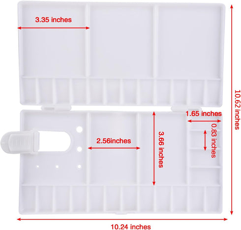 Shappy Watercolor Palette 33 Compartments Folding Paint Tray with 28 Wells and 5 Mixing Areas Plastic Painting Pallet with Thumbhole and Brush Hol...