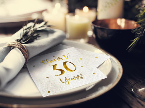 Cheers to 30 Years Cocktail Napkins | Happy 30th Birthday Decorations for Men and Women and Wedding Anniversary Party Decorations | 50-Pack 3-Ply ...