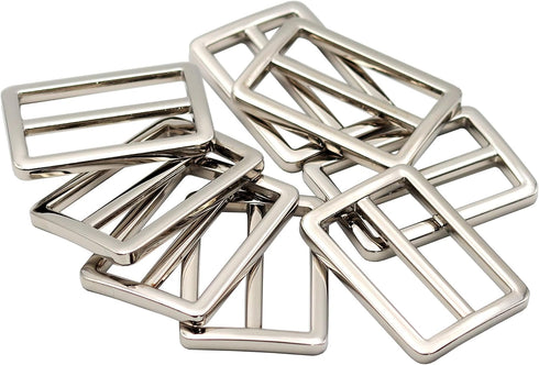 JWBIZ 8pcs Flat Metal Slide Buckle Belt Adjuster Sliders Tri Glide Strap Hardware Clasp (Silver, 1 1/4 Inch)...