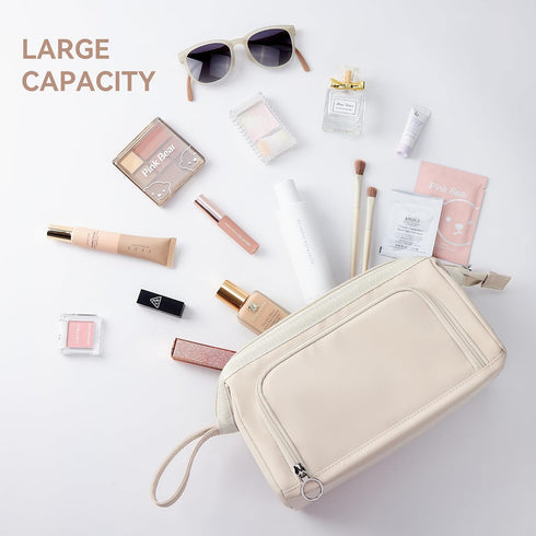 WLLWOO WLLWOO Travel Make Up Bags-Double Layer Cosmetic Bag Waterproof Large Wide-Open Organizer For Women Toiletry Cosmetic Bag For Toiletries Ac...