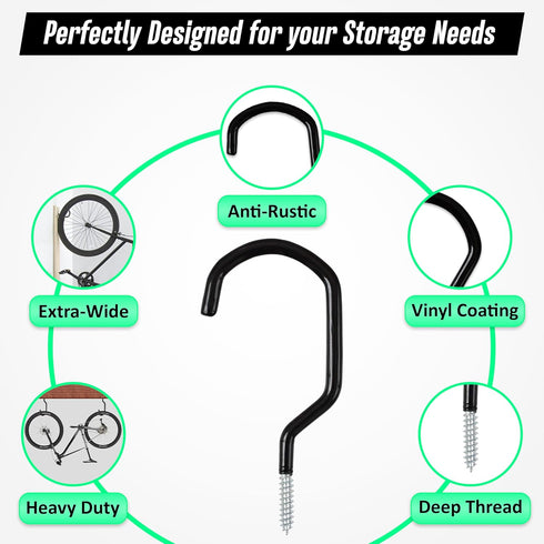 4 Pack Heavy Duty Garage Bike Storage and Utility Hooks-Bike Hooks for Garage Wall and Ceiling-Garage Hooks for Hanging Bicycle,Hose,Cords,and Gar...