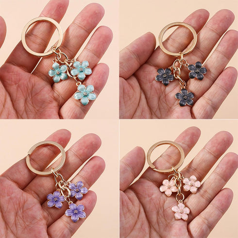 5 pcs Keychains for Women Girls,Flowers Charms Enameled Keychain Tassel Keyring Gifts Purse Bag Accessories Bulk...