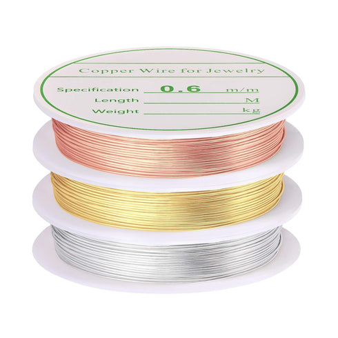 3 Pack Jewelry Wire Craft Wire 22 Gauge Tarnish Resistant Jewelry Beading Wire Copper Beading Wire for Jewelry Making Supplies and Crafting, 0.6mm...