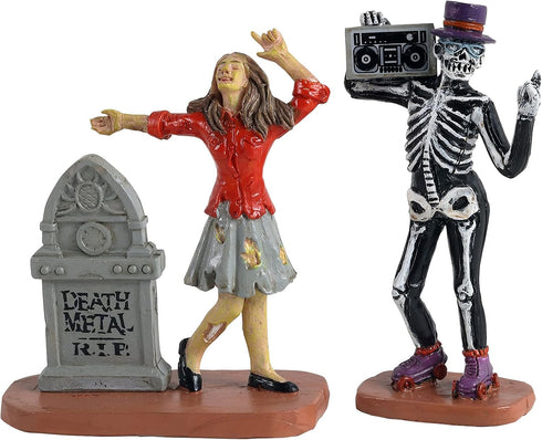 Lemax Spooky Town Undead Groove, Set of 2 Skeleton Halloween Figurines, Red...