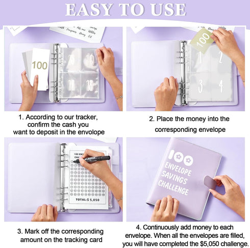 100 Envelope Challenge Binder Kit A5 Money Saving Budget Binder Fun Money Saver Book Organizer with Cash Envelopes Budget Planner to Save 5, 050, ...