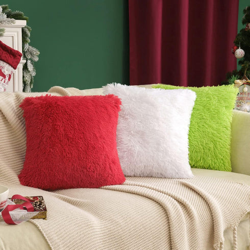 MIULEE Pack of 2 Luxury Faux Fur Throw Pillow Cover Deluxe Winter Decorative Plush Pillow Case Cushion Cover Shell for Sofa Bedroom Car Spring 18x...