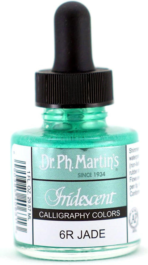 Dr. Ph. Martin's Iridescent Calligraphy Color (6R) Ink Bottle, 1.0 oz, Iridescent Jade, 1 Bottle...