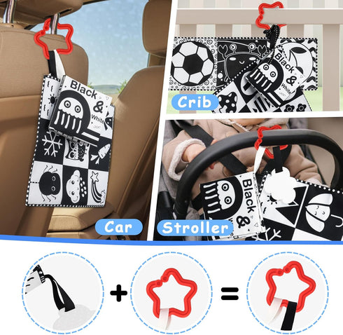 Newborn Toys Black and White Baby Toys 0-3 Months High Contrast Baby Toys for Newborn - High Contrast Baby Soft Book Infant Tummy Time Toys Crinkl...