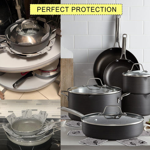 Pot and Pan Protectors Cookware for Stacking 12 Pcs (10" 14" 15"), Cookware Protector Set, Pots and Pans Dividers, Avoid Scratching Marring Protec...