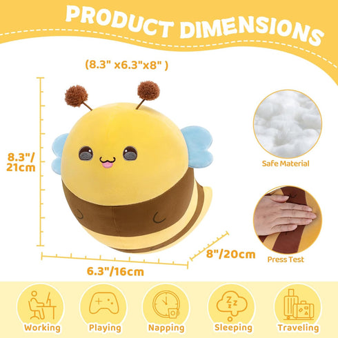 Cute Stuffed Animal Toy Fruit Plush Pillow, Funny Bee Throw Pillow, Soft Food Shape Hugging Pillow Plushie for Boys Girls Birthday Toy...