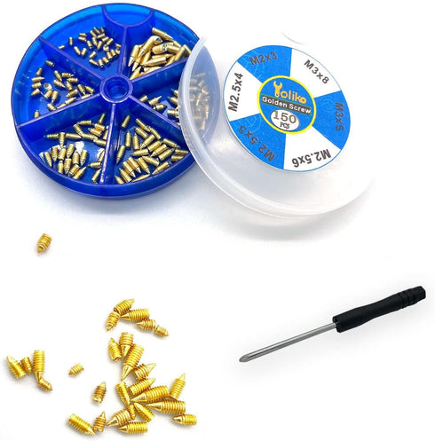 150 pcs Nickel Plated Tip Screws Pointed Cross Slot Leather Accessories 6 Sizes Belt Screws Include M2×3?M2.5×4?M2.5×5?M2.5×6?M3×5?M3×8 with 2mm S...