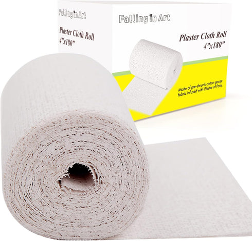 Falling in Art Plaster Cloth Rolls, 500gsm Plaster Strip, Plaster Gauze Bandages for Craft Projects, Mask Making, Belly Casts, Body Molds, 4inch x...