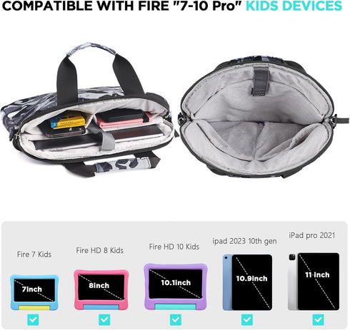 Kids Tablet Case for Boys, Kids Tablet Bag Sleeve Bag Suit for Fire HD 10, Fire HD 8, Fire 7 Kindle, Shark Black...