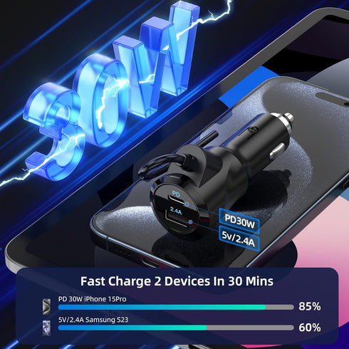 54W Bluetooth 5.3 FM Transmitter Car Adapter with Phone Holder 3-in-1, HiFi Bass Sound, Hands-Free Calling, 36W PD, QC 18W Supports TF/SD Card 64G...