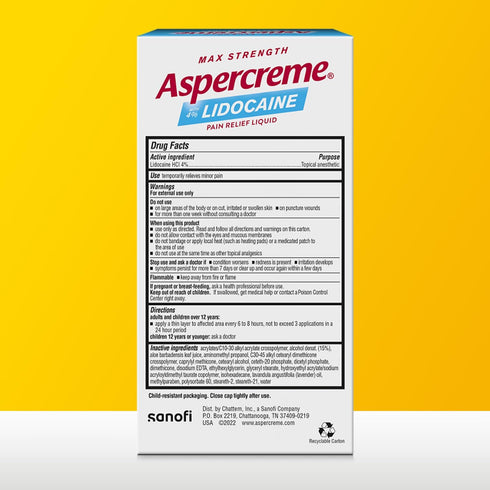 Aspercreme Essential Oils Lidocaine Pain Relief with No-Mess Roll-On Applicator, Max-Strength Lidocaine Numbs Away Nerve Pain, Moisturizing Aloe H...