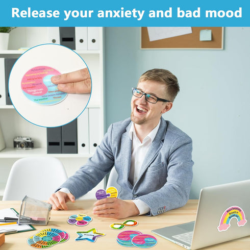 96 Pcs Breath Calm Anxiety Sensory Stickers Reusable Mindfulness Stickers Calming Strips Adhesive Sensory Strips for School Office Classroom Desk ...