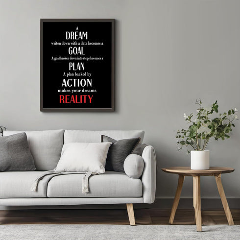 Posterizer 1 pcs-A dream becomes a goal-powerful quote-Men's Art Collection-Motivational & Inspirational Art-decor for office wall- UNFRAMED Wall ...