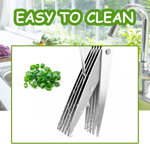 Herb Scissors, 2 Pack Herb Shears with 5 Blades and Cover, Multi Blade Kitchen Scissors for Cutting, Shredding and Cooking Cilantro Onion Salad Ga...