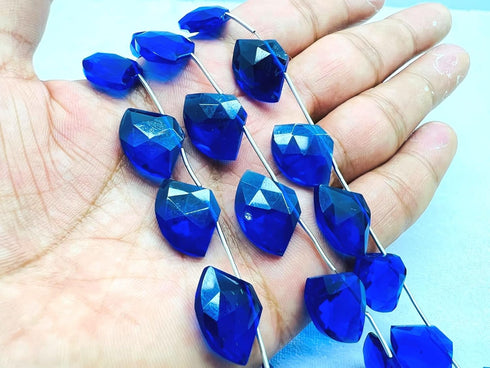 1 Strand Blue Sapphire Quartz 10 Pcs Beads Size 19x14mm Fancy Shape Cut Faceted Beads for Jewellery Making, Beading & Craft Supplies KCRAFTS-RK_k4...