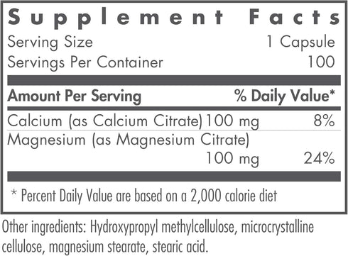 Nutricology Calcium Magnesium Citrate Supplement - Bone Health, with Calcium Citrate, Pure, Well-Absorbed, Vegetarian Capsules - 100 Count...