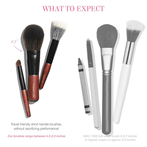 Cosme 9 FULL FACE MINI TRAVEL Make Up Brush Set: Natural Coverage Makeup Brushes Set & Brush Case. Travel Makeup Brushes in Synthetic & Natural Ha...