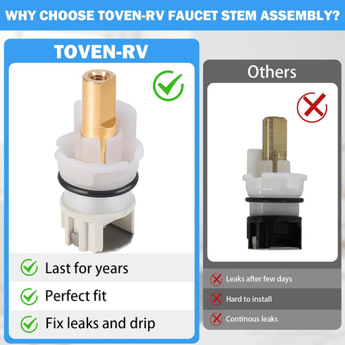 RP25513 Faucet Stem Assembly Compatible with Delta Two Handle Faucet Repair Kit with RP4993 Rubber Seat and Spring, Replacement Stems Cartridges f...
