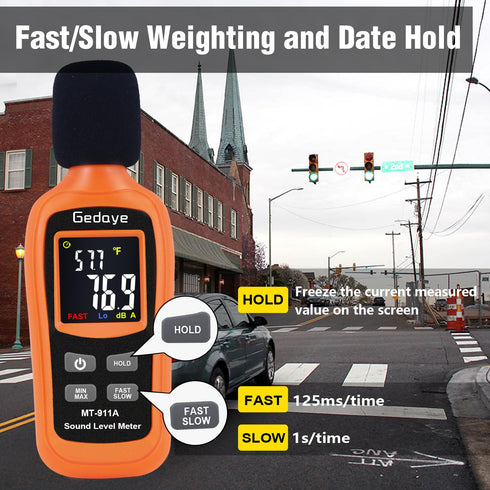 Noise Decibel Meter, Gedaye Sound Level Meter, Range 35-135dBA, SPL Meter with A Weighted, Data Hold MAX/MIN Fast/Slow, for Classroom Workshop dB ...