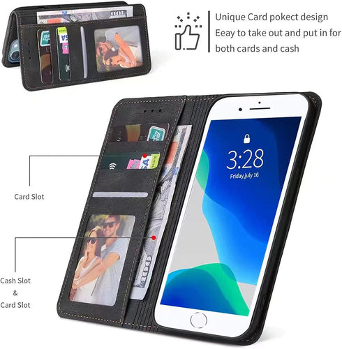 iPhone 7/8 Case, iPhone SE 2nd/SE 3rd Case 2022/2020 4.7 inch Wallet Flip Case Credit Card Holder, PU Flip Folio Book Full Body Protection iPhone ...