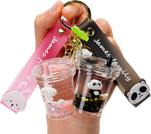 YOU WIZV Cute Keychain, Kawaii Backpack Liquid Floating Anime Bunny Keychain for Girls, Women, Daughters, Sister...