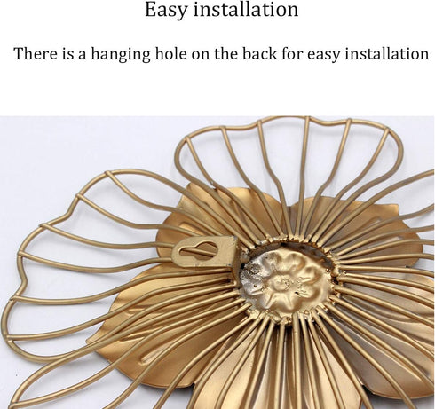 Funerom Golden Floral Wall Decoration Metal Flower Wall Decor 11x1.5x11 inches...