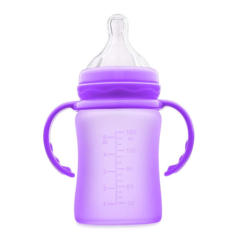 3-in-1 Glass Sippy Cups for Toddlers | Silicone Coated Glass Baby Bottles | Non-Toxic Transition Cup for Baby with Removeable Handles | Baby Straw...