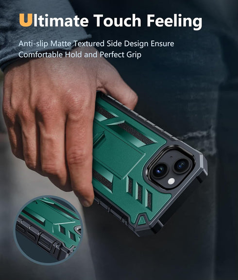 FNTCASE for iPhone 15 Phone Case: Military Grade Shockproof Full Protection Hard Phonecase with Kickstand - Dual Layer Matte Textured Drop Proof R...