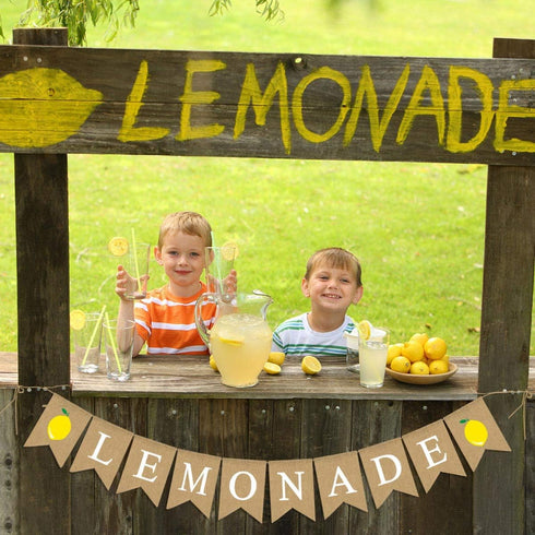 Jute Burlap Lemonade Banner Rustic Summer Lemon Stand Party Mantel Fireplace Decoration...