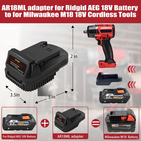 for Ridgid AEG to Milwaukee Battery Adapter, Convert for Ridgid AEG 18V Lithium Batteries to Milwaukee M18 18v Cordless Power Tools Use...