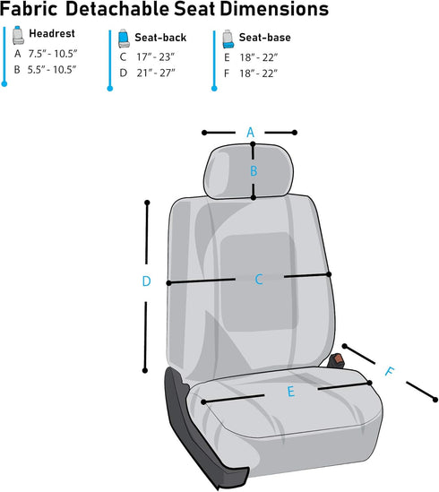 FH Group Car Seat Covers Front Set in Cloth - Car Seat Covers for Low Back Car Seats with Removable Headrest,Universal Fit,Automotive SeatCovers,W...