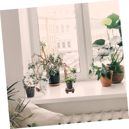 GANAZONO Round Hollow Base Crystal Stand Potted Plant Stand Wood Plant Organizer Wood Flowerpot Base Feng Shui Stand Asian Plant Stand Wood Flower...