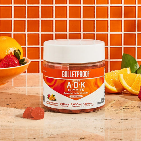 Bulletproof Sugar-Free Orange Strawberry Vitamins A+D+K Gummies, 60 Count, Keto Supplement for Heart, Bone and Immune Support, New and Improved Fo...