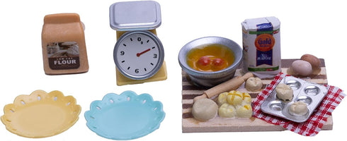 Dollhouse Food Baking Bread Making Set 1:12 Miniature Plate Flour Accessories Model Pastry Toy Mini Kitchen Decoration...