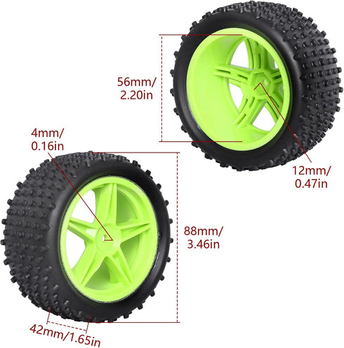 1/10 PreGlued 12mm Hex 2.2'' RC Buggy Wheels and Tires for Traxxas Redcat Shockwave Wltoys 144001 Losi HSP 94107 94170 RC Off-Road Cars...