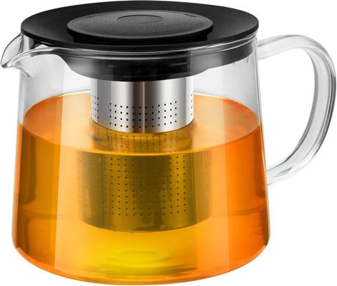 Glass Teapot 34oz/1000ml with Removable Stainless Steel Infuser Tea pot, Heatproof Borosilicate Glass Tea Make, Stovetop Safe Glass Tea Kettle for...