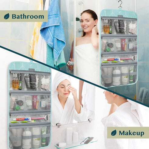 PAVILIA Hanging Toiletry Bag Women Men, Travel Kit Foldable Toiletries Organizer, Roll up Cosmetics Makeup Bag Accessories, Waterproof Essentials ...